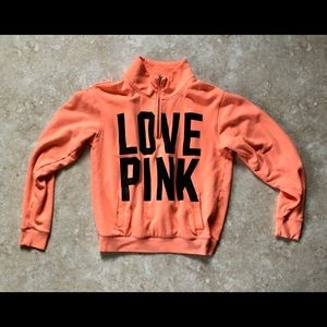 Victoria’s Secret PINK orange 1/4 zip pullover. S.